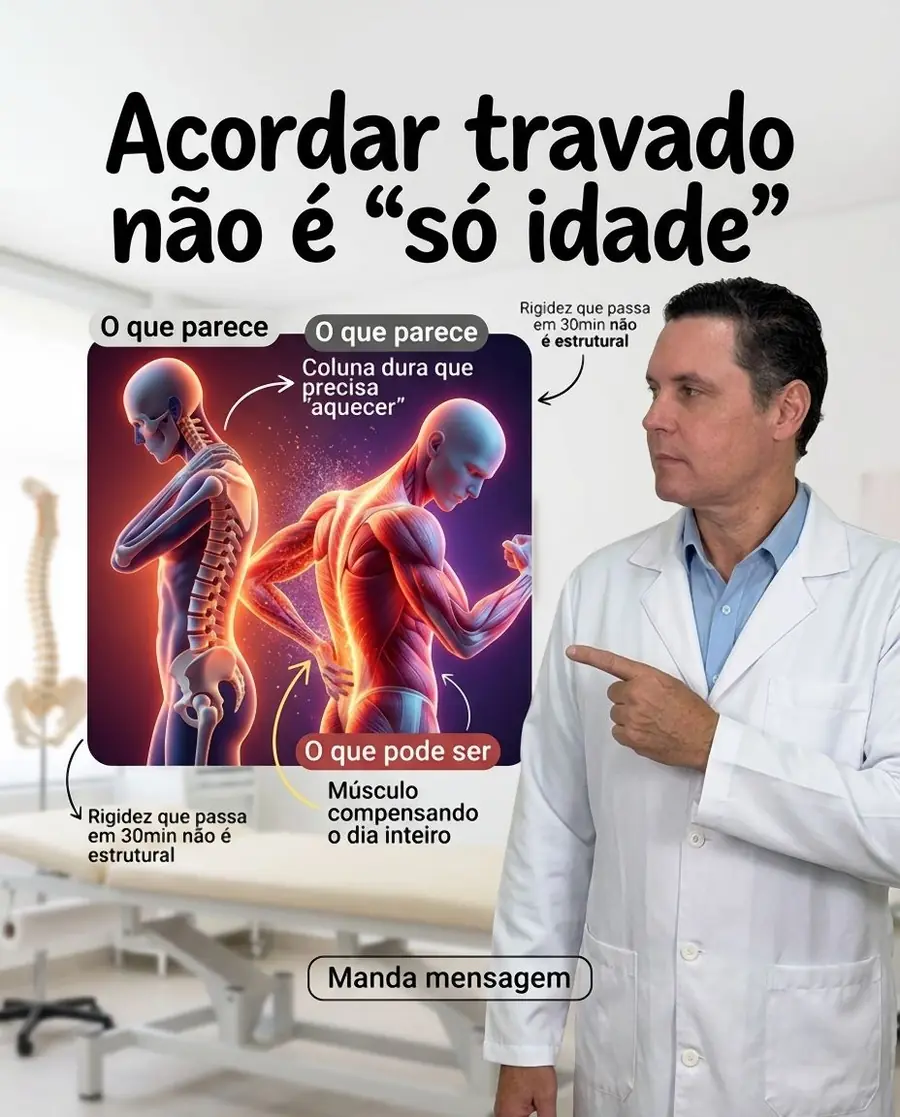 Post do Dr. Hélio no Instagram: Acordar travado não é "só idade"