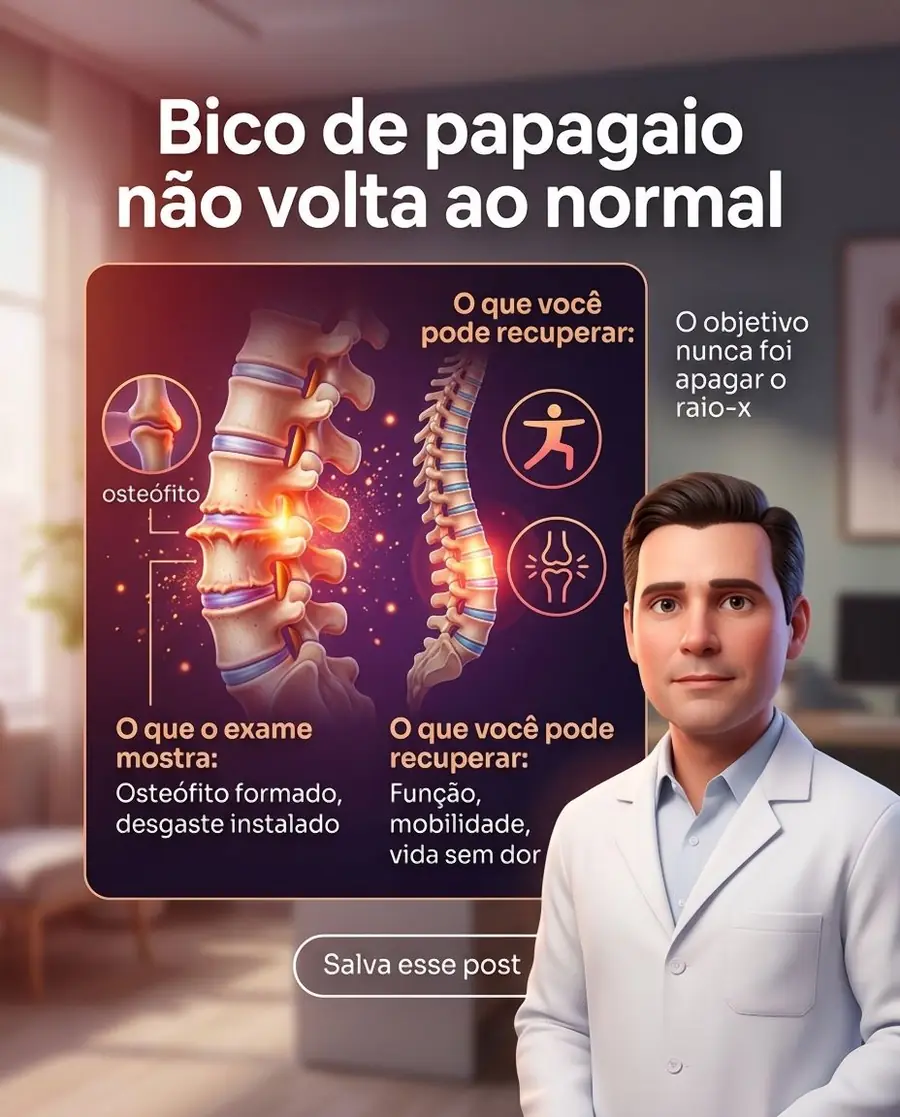Post do Dr. Hélio no Instagram: Bico de papagaio não volta ao normal