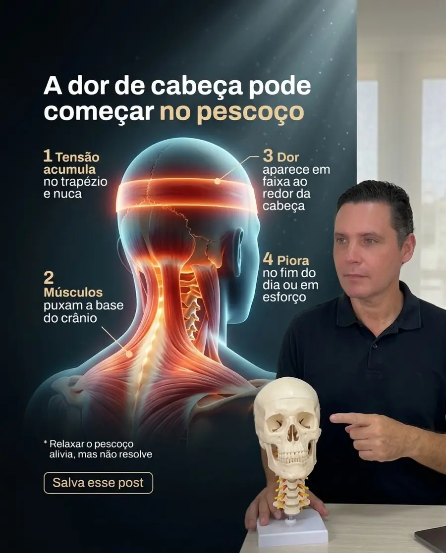 Post do Dr. Hélio no Instagram: A dor de cabeça pode começar no pescoço