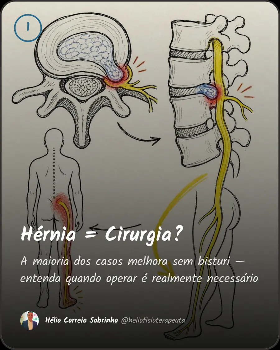 Hérnia = Cirurgia?. A maioria dos casos melhora sem bisturi — entenda quando operar é realmente necessário