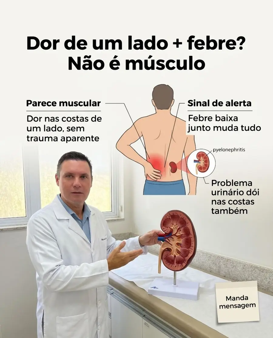 Post do Dr. Hélio no Instagram: Dor de um lado + febre? Não é músculo