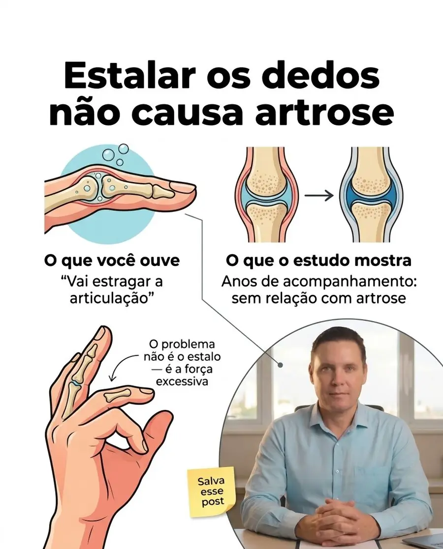 Post do Dr. Hélio no Instagram: Estalar os dedos não causa artrose
