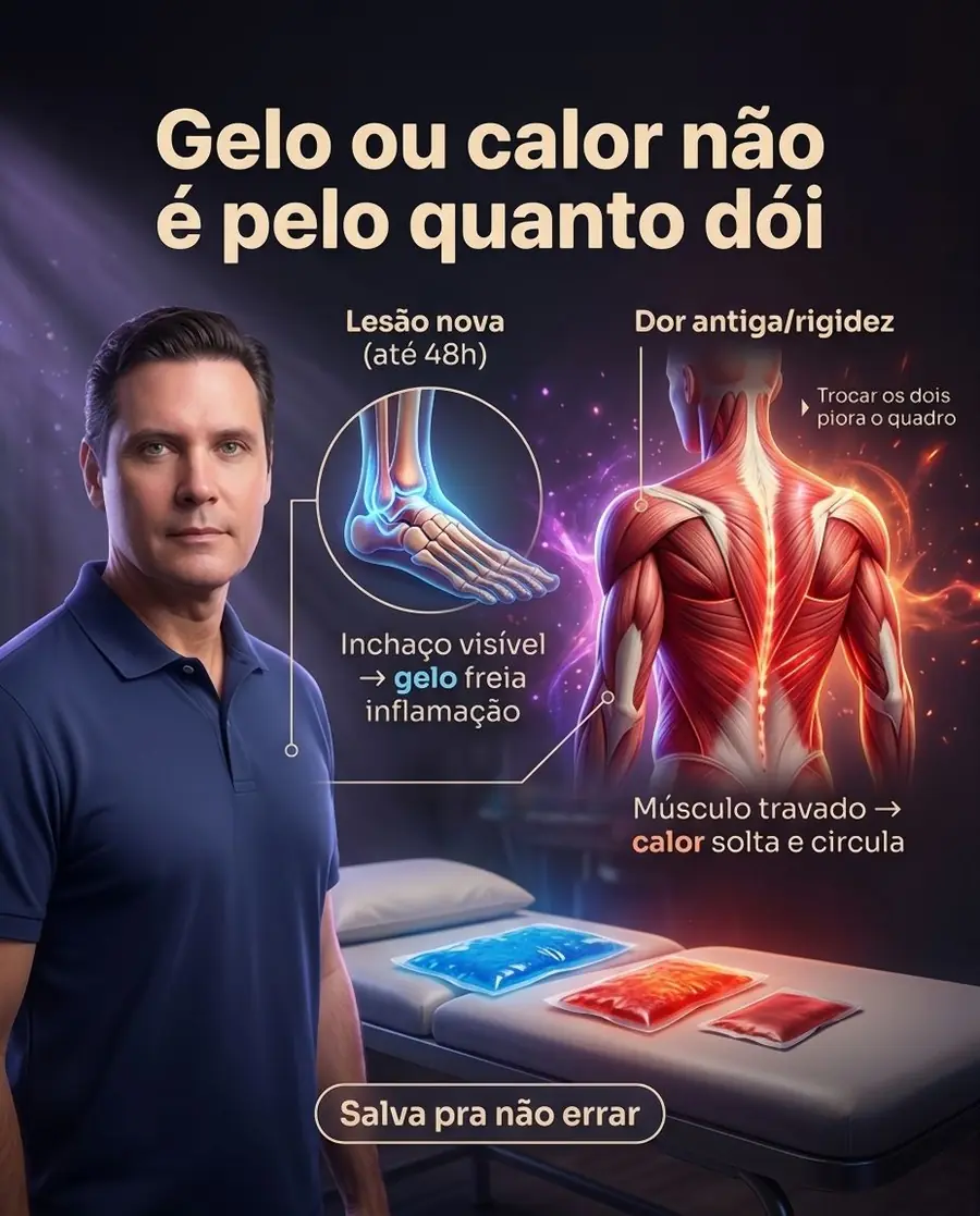 Post do Dr. Hélio no Instagram: Gelo ou calor não é pelo quanto dói