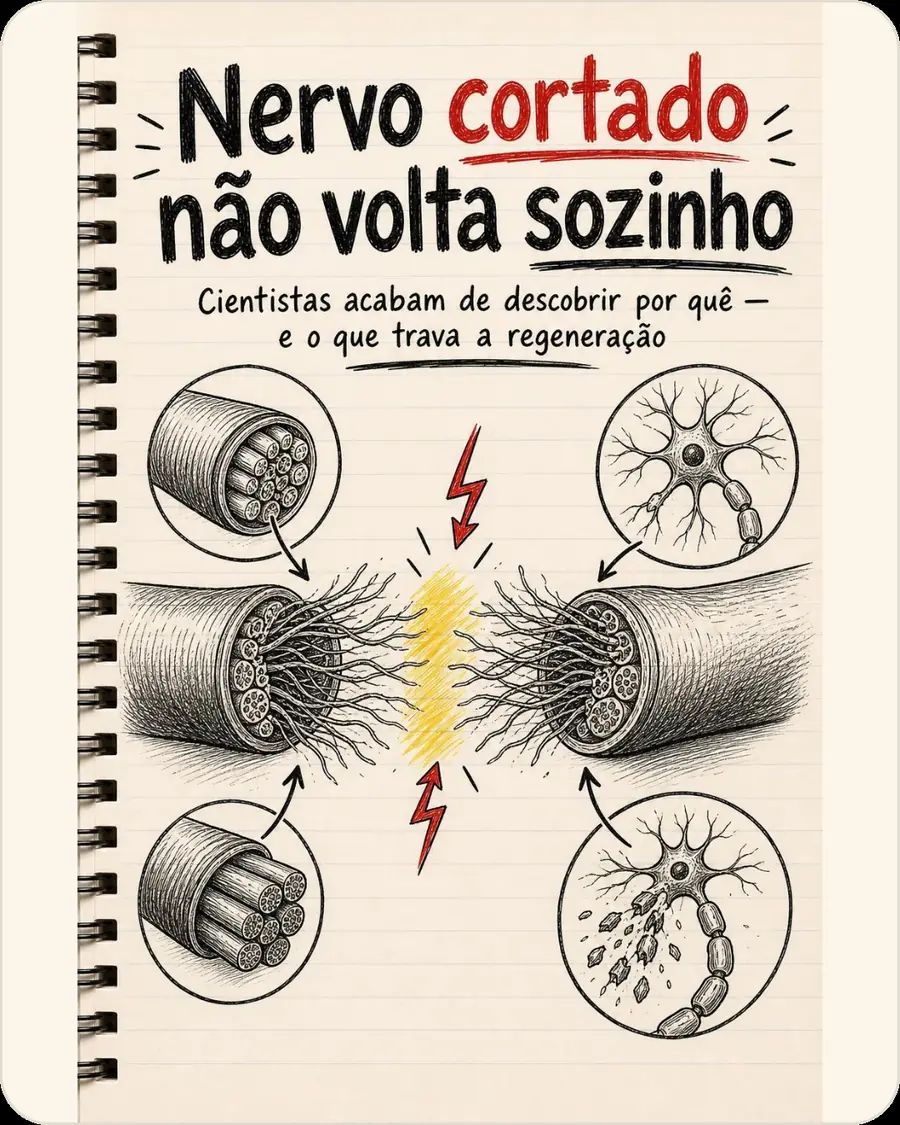 Nervo cortado não volta sozinho. Cientistas acabam de descobrir por quê — e o que trava a regeneração