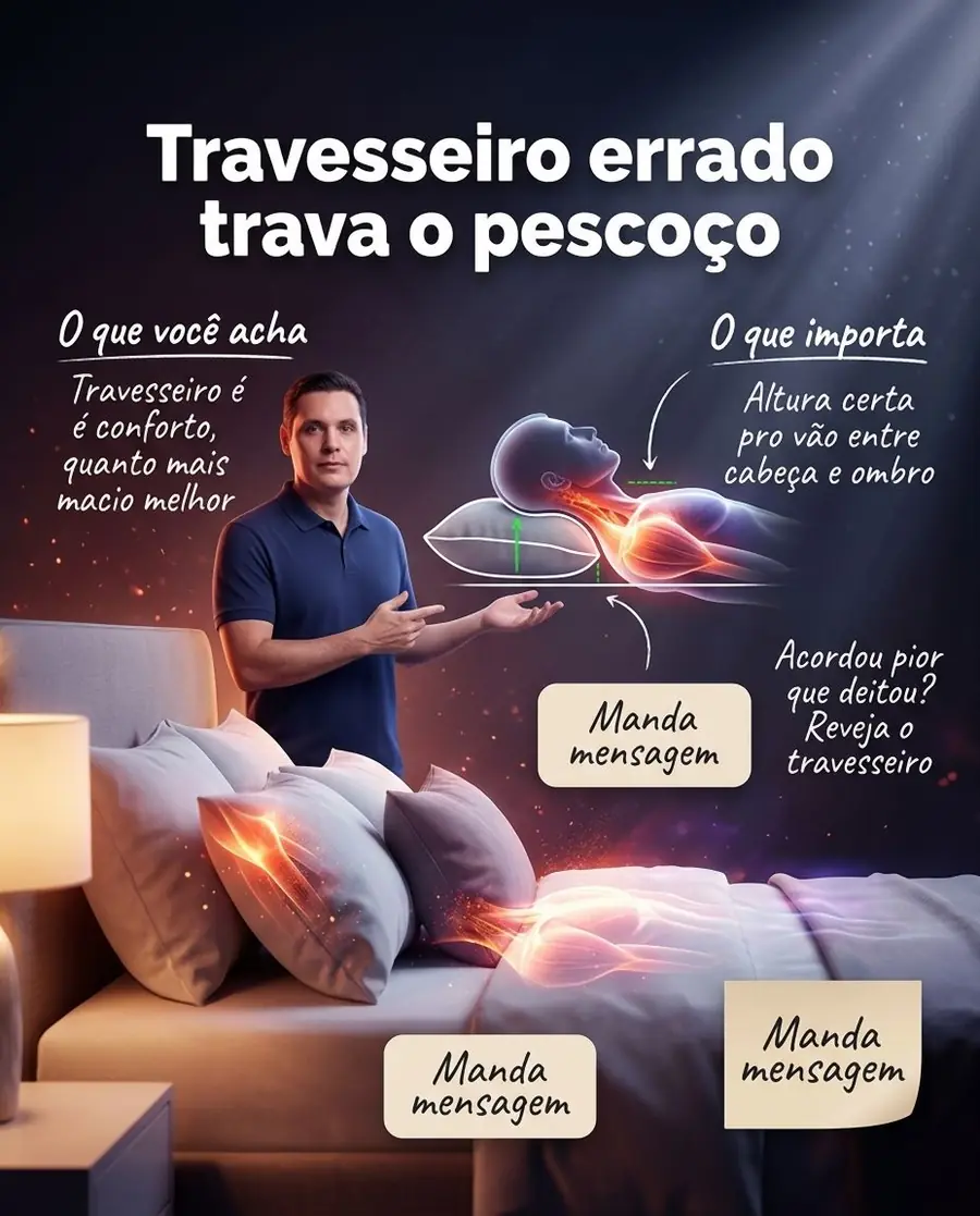 Post do Dr. Hélio no Instagram: Travesseiro errado trava o pescoço
