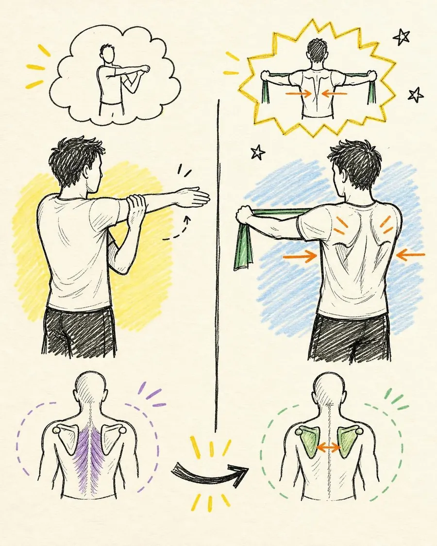 Desenho de exercícios para ombro e escápulas